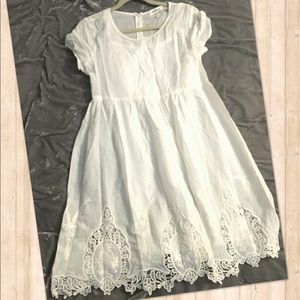 White Linen and Lace Dress